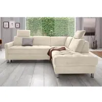 Sit&More Ecksofa SIT & MORE "Pablo L-Form", beige (creme), B:233cm H:78cm T:196cm, Struktur fein (100% Polyester);Struktur (100% Polyester), Sofas, Ecksofa, wahlweise mit Schlaffunktion
