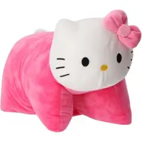 Unyqoos Hello Kitty Kuschelkissen 2‑in‑1 – Plüschkissen fürs Kinderzimmer, Rosa, mit Klettverschluss (Schutzfolie abziehbar)
