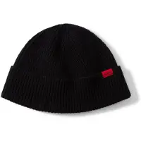 HUGO Strickmütze "Xisk", Herren, schwarz (schwarz 001), Rippstrick, Materialmix, unifarben, Mützen Strickmütze, mit Wolle, unisex