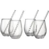 Ritzenhoff & Breker Gläser-Set "Spritz, Longdrinkglas", transparent (transparent, riffeloptik), B:9cm H:12,5cm Ø:9cm, Glas, Trinkgefäße, Gläser-Set, inkl. Glas-Trinkhalme, 590 ml, spülmaschinenfest