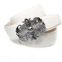Anthoni Crown Ledergürtel , Damen, Gr. 80, weiß, Leder, unifarben, Gürtel Ledergürtel, in weiß mit Unterführung