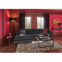 Home affaire Ecksofa "Renesse L-Form", schwarz, B:294cm H:90cm T:184cm, Samtvelours 100% Polyester;Luxus-Microfaser ALTARA NUBUCK (100% Polyester), Sofas, Ecksofa, lose Kissen, Keder an Sitzkissen