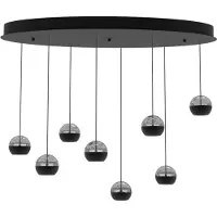 Steinhauer Ovale Pendellampe Belluno 8-Licht-LED – Schwarz