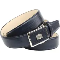 Anthoni Crown Ledergürtel , Herren, Gr. 115, blau, Leder, unifarben, Gürtel Ledergürtel, mit filigranem Metall-Logo