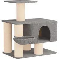vidaXL Katzennbaum mit Sisal-Kratzsäulen Hellgrau 96 cm