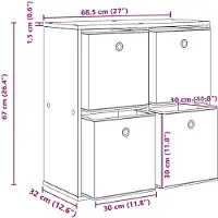vidaXL Sideboard Sonoma-Eiche 68,5 x 32 x 67 cm