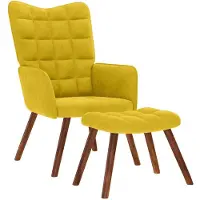 vidaXL Relaxsessel mit Hocker Gelber Samt