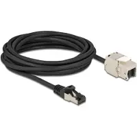 DeLOCK Kabel RJ45 Stecker zu Keystone Modul RJ45 Buchse Cat.6A 5 m schwarz, Flach, Schwarz, RJ-45, RJ-45, Männlich, Weiblich