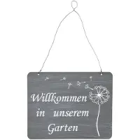 Dripio Metall-Türschild Welkom in de tuin 31x25 cm Grau