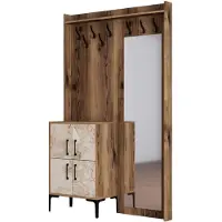 Skye Decor , Berlin BC - Walnut, White Marble, Hallenstand, Nussbaum, 100 % MELAMINBESCHICHTETE SPANPLATTEN, 120 x 35 x 200 cm