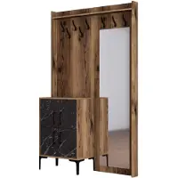 Skye Decor , Berlin BC - Walnut, Black Marble, Hallenstand, Nussbaum, 100 % MELAMINBESCHICHTETE SPANPLATTEN, 120 x 35 x 200 cm