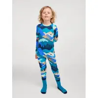 Reima - Kid's Wool Base Layer Set Taitoa Print - Merinounterwäsche Gr 130 blau