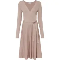 Bonprix Strickkleid , Damen, Gr. 44/46 (L), N-Gr, Langarm, rosa, Obermaterial: 70% Viskose, 30% Polyamid, ausgestellt, Kleider Strickkleid, mit Gürtel, ausgestellte Passform