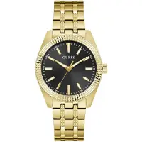 GUESS Quarzuhr "PERCY", gold (goldfarben), Armbanduhren, Herren, Quarzuhr, Armbanduhr, Damenuhr, Herrenuhr, Edelstahlarmband, analog
