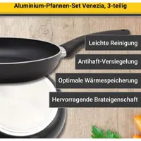 Kruger Pfannen-Set KRÜGER "Venezia", schwarz, Pfannen, Pfannen-Set, Ø 20/28/28 cm, Induktion