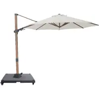 Axi Solis Ampelschirm Rund Ø 300 cm in Holzoptik/Beige | Sonnenschirm für Garten | Inkl. Schirmständer mit Rollen & Schutzhülle | Kippbar & 360°