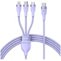 Baseus 3in1 USB-Kabel Flash Series 2, USB-C + Micro USB + Lightning, 100W, 1,5m (lila)