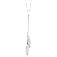 Elli Lange Kette "Halskette Feder Y-Kette Boho Trend 925 Silber" Gr. 60, silber, Halsketten, Damen, ohne Stein, Silber 925 (Sterlingsilber), Lange Kette