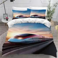 Sonstiges Bettwäsche-Set Zug Eisenbahn 155x220 cm 3-teilig Mikrofaser mit Reißverschluss