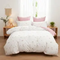Sonstiges Bettwäsche-Set 135x200 cm Rosa Weiß Mikrofaser mit Herzen Wendebettwäsche 2-teilig mit Reißverschluss