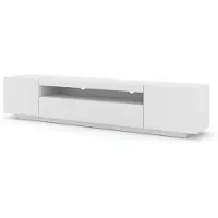 Homlando Lowboard TV Schrank Aura 200 cm Hängend oder Stehen universal Unterschrank Fernsehschrank TV Board Sideboard HiFi-Tisch Hängender Schrank (mattweiß mit LED)