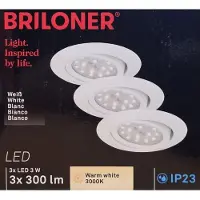 Briloner LED Einbauleuchte 3er Set 3W schwenkbar weiß Metall 3000K Ø8,2cm