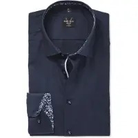 MARVELIS Langarmhemd , Herren, Gr. 38, N-Gr, blau (marine), Web, Obermaterial: 100% Baumwolle, body fit normal, 2-Knopf-Manschette, Hemden Langarmhemd, Businesshemd, Kentkragen, Body fit