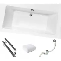 For you Aqua | Badewanne - Besco Eckbadewanne - 170 x 110 cm - Asymmetrisch – Acryl – Antibakterielle Beschichtung – Mit Automatik Siphon und Beinen