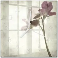 Drukarnia Piga Tulup Glasuhr Wanduhr Küchenuhr Echt-Glas 30x30 cm Modern Dekorativ Geräuschlos Weiße Zeiger - Vintage-Blumen