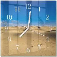 Drukarnia Piga Tulup Glasuhr Wanduhr Küchenuhr Echt-Glas 30x30 cm Modern Dekorativ Geräuschlos Weiße Zeiger - Wüste