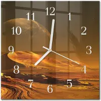 Drukarnia Piga Tulup Glasuhr Wanduhr Küchenuhr Echt-Glas 30x30 cm Modern Dekorativ Geräuschlos Weiße Zeiger - Wüste