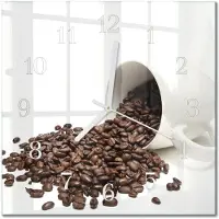 Drukarnia Piga Tulup Glasuhr Wanduhr Küchenuhr Echt-Glas 30x30 cm Modern Dekorativ Geräuschlos Weiße Zeiger - Tasse Kaffee