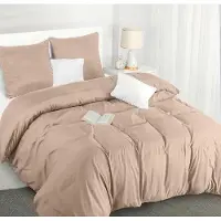 Markenlos Bettwäsche Set 200 x 200 cm - Mikrofaser Bettbezug 200 x 200 cm + 2 Kissenbezüge 80 x 80 cm - Beige