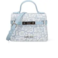 Marc Ellis Handtasche aus veganem Leder in Blau mit Leopardenmuster und Schulterriemen
