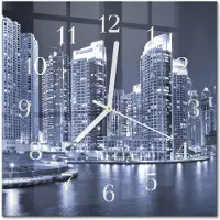 Drukarnia Piga Tulup Glasuhr Wanduhr Küchenuhr Echt-Glas 30x30 cm Modern Dekorativ Geräuschlos Weiße Zeiger - Horizont