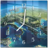 Drukarnia Piga Tulup Glasuhr Wanduhr Küchenuhr Echt-Glas 30x30 cm Modern Dekorativ Geräuschlos Weiße Zeiger - Erde
