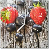 Drukarnia Piga Tulup Glasuhr Wanduhr Küchenuhr Echt-Glas 30x30 cm Modern Dekorativ Geräuschlos Weiße Zeiger - Blaubeeren