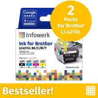 Infowerk Tintenpatronen für Brother LC421XL, Multipack (BK/C/M/Y), 2 Stück