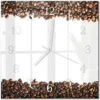 Drukarnia Piga Tulup Glasuhr Wanduhr Küchenuhr Echt-Glas 30x30 cm Modern Dekorativ Geräuschlos Weiße Zeiger - Kaffeebohnen