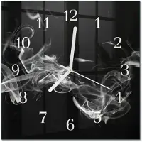 Drukarnia Piga Tulup Glasuhr Wanduhr Küchenuhr Echt-Glas 30x30 cm Modern Dekorativ Geräuschlos Weiße Zeiger - Rauch