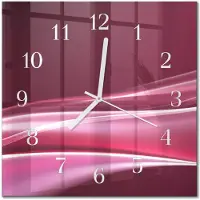 Drukarnia Piga Tulup Glasuhr Wanduhr Küchenuhr Echt-Glas 30x30 cm Modern Dekorativ Geräuschlos Weiße Zeiger - Abstrakte Linien