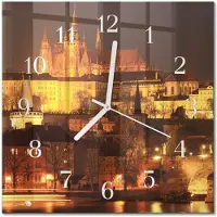 Drukarnia Piga Tulup Glasuhr Wanduhr Küchenuhr Echt-Glas 30x30 cm Modern Dekorativ Geräuschlos Weiße Zeiger - Prag