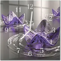 Drukarnia Piga Tulup Glasuhr Wanduhr Küchenuhr Echt-Glas 30x30 cm Modern Dekorativ Geräuschlos Weiße Zeiger - Glasblumen