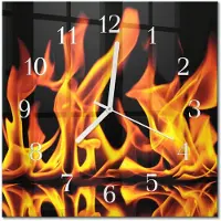 Drukarnia Piga Tulup Glasuhr Wanduhr Küchenuhr Echt-Glas 30x30 cm Modern Dekorativ Geräuschlos Weiße Zeiger - Feuer