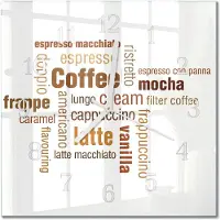 Drukarnia Piga Tulup Glasuhr Wanduhr Küchenuhr Echt-Glas 30x30 cm Modern Dekorativ Geräuschlos Weiße Zeiger - Kaffee