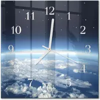 Drukarnia Piga Tulup Glasuhr Wanduhr Küchenuhr Echt-Glas 30x30 cm Modern Dekorativ Geräuschlos Weiße Zeiger - Das Universum der Erde