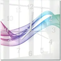 Drukarnia Piga Tulup Glasuhr Wanduhr Küchenuhr Echt-Glas 30x30 cm Modern Dekorativ Geräuschlos Weiße Zeiger - Abstrakte Linien