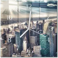 Drukarnia Piga Tulup Glasuhr Wanduhr Küchenuhr Echt-Glas 30x30 cm Modern Dekorativ Geräuschlos Weiße Zeiger - Stadt