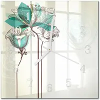 Drukarnia Piga Tulup Glasuhr Wanduhr Küchenuhr Echt-Glas 30x30 cm Modern Dekorativ Geräuschlos Weiße Zeiger - Vintage-Blumen