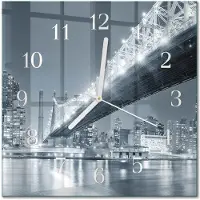 Drukarnia Piga Tulup Glasuhr Wanduhr Küchenuhr Echt-Glas 30x30 cm Modern Dekorativ Geräuschlos Weiße Zeiger - Brücke